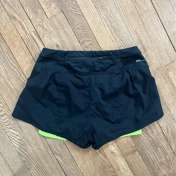Nike Black and Bright Yellow Sports Shorts - Picture 2 of 2